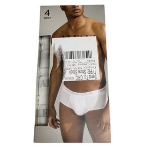 Alfani Mens 4 Pack Cotton Briefs White XL 38-40 Moisture Wicking Tagless NEW